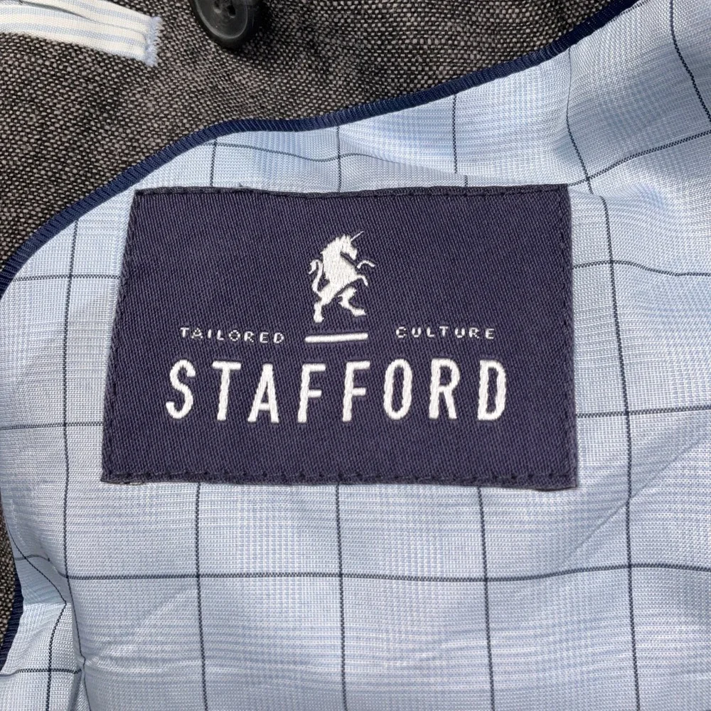 Stafford Blazer Mens 42S Gray 2 Button‎ Classic Lightweight Linen Summer Jacket